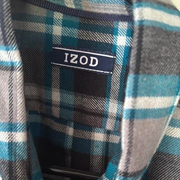 Izod blue and grey plaid Men's Size M Flannel Shirt - Picture 5 of 8